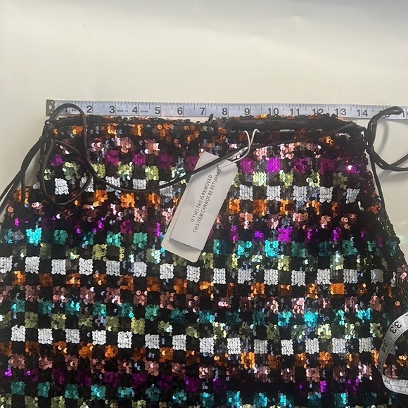 NWT AMYLYNN Sequin Mini Check Skirt - Picture 7 of 9